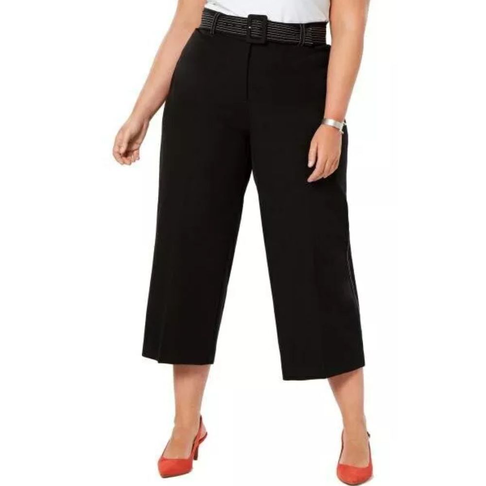 Alfani Women's Deep Black Wide‎ Leg Tummy Control Culotte Pants Size 12 Work NWT